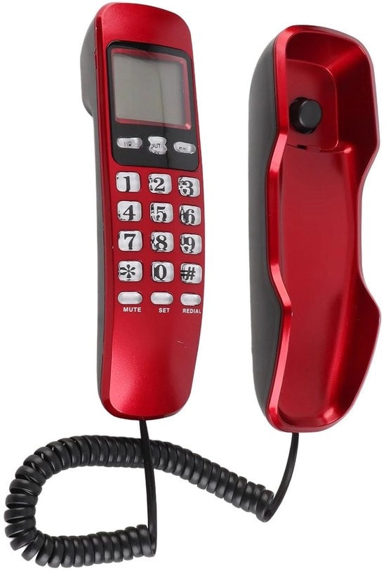 Telefono da parete con display LCD - Telefono fisso - Riconoscimento numero di ingresso - 38 posizioni di memoria - Dimensioni compatte - Peso leggero 285 gr