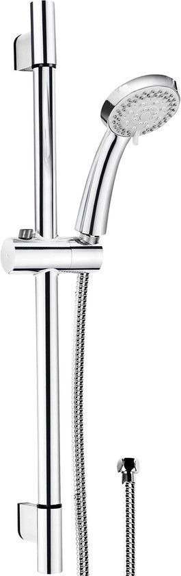 Set di doccia "Fit" - 85,5 mm rubinetto di doccia a mano - 3 tipi di getto: normale, morbido e massaggio - pezzo di ingresso anticalcare e risparmio d'acqua - tubo di doccia da 150 cm - tubo di fissaggio da 60 cm