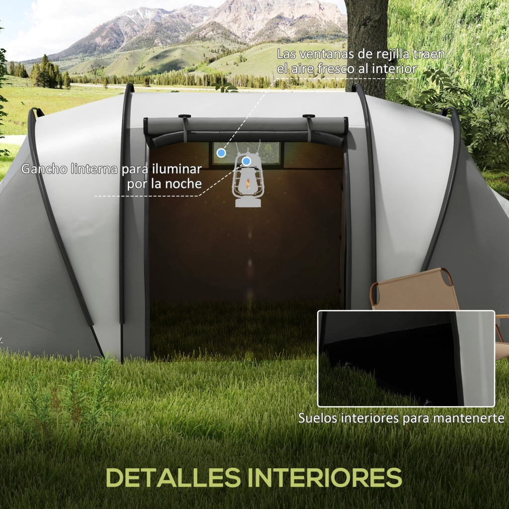 Tenda da Camping 4-5 Persone 2 Camere ¨C zephmum ¨C Grigio 450x220x180 cm