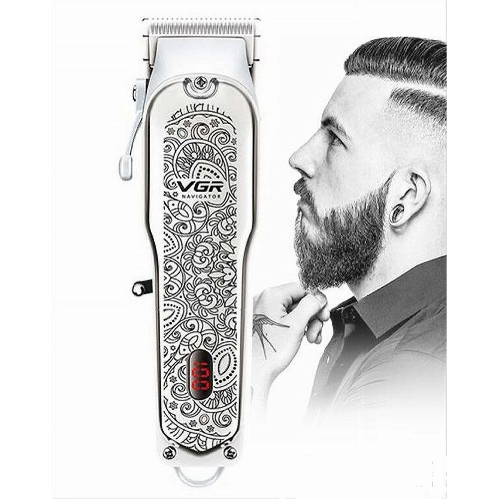 Rasoio Professionale Taglia Capelli Regola Barba Ricaricabile Display Vgr V-116
