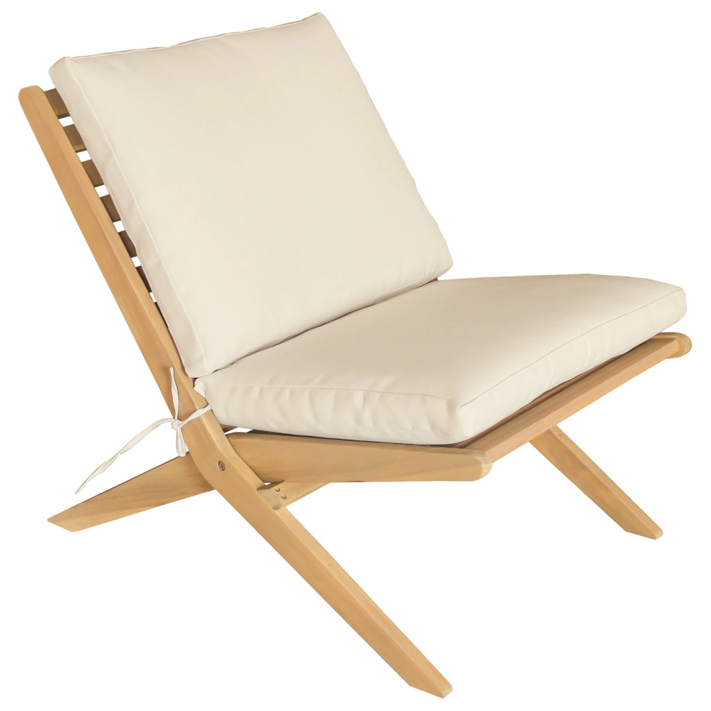 FARO Poltrona da giardino pieghevole in acacia con cuscini beige
