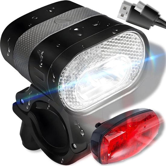 Set di luci per bicicletta USB compatibile con STVZO acqua e polvere resistenti caricabili batterie anteriore e posteriore 3200 mAh 500 lm