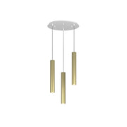 Lampadario Tondo Industrial-Minimal Xeana Metallo Bianco Ottone 3 Luci Gu10