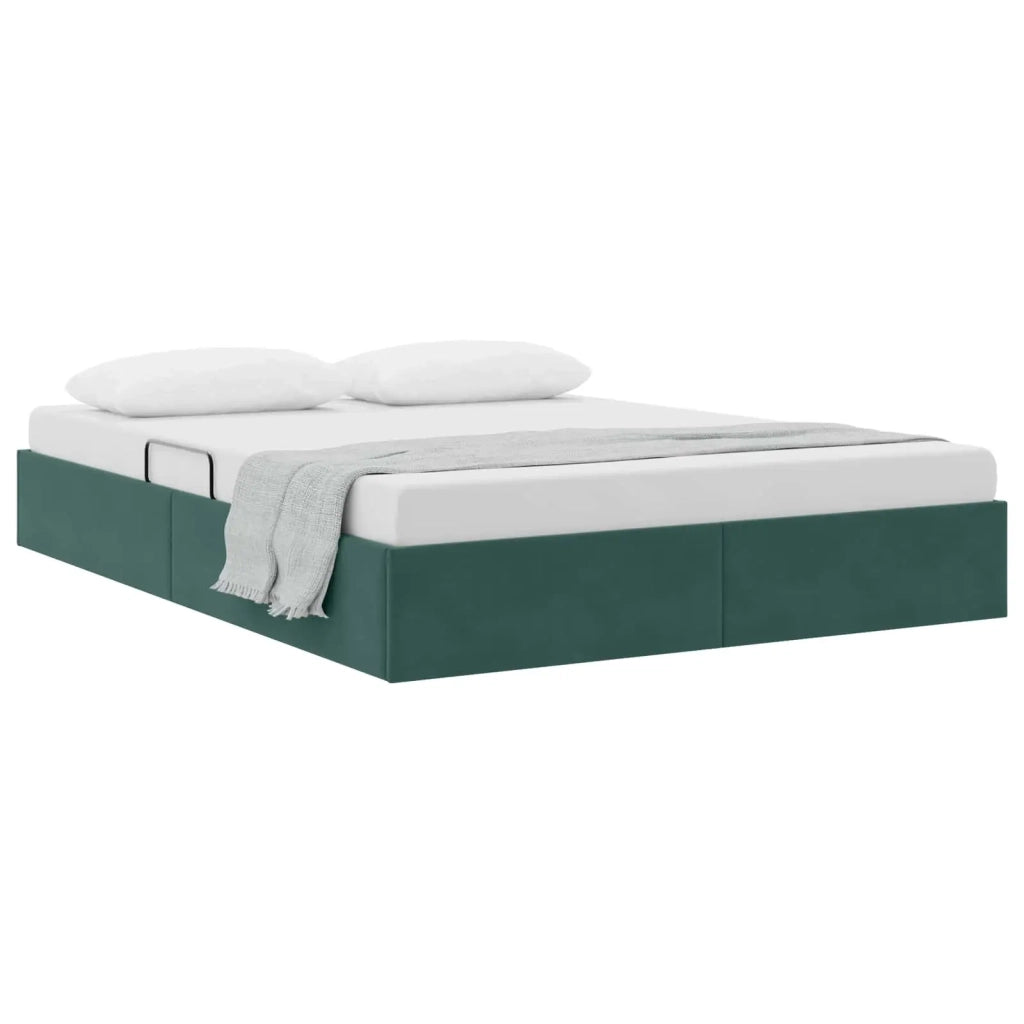 Letto ottomano Verde Scuro 140 x 200 cm Velluto 3442889
