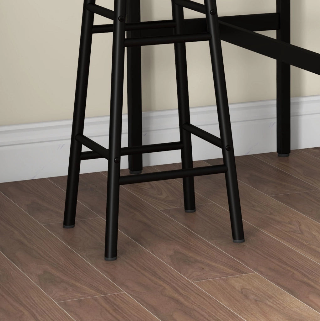 Set tavolo da bar ULEVR 3 pezzi con 2 sgabelli e poggiapiedi, 105x40x90 cm, MDF marrone e acciaio nero