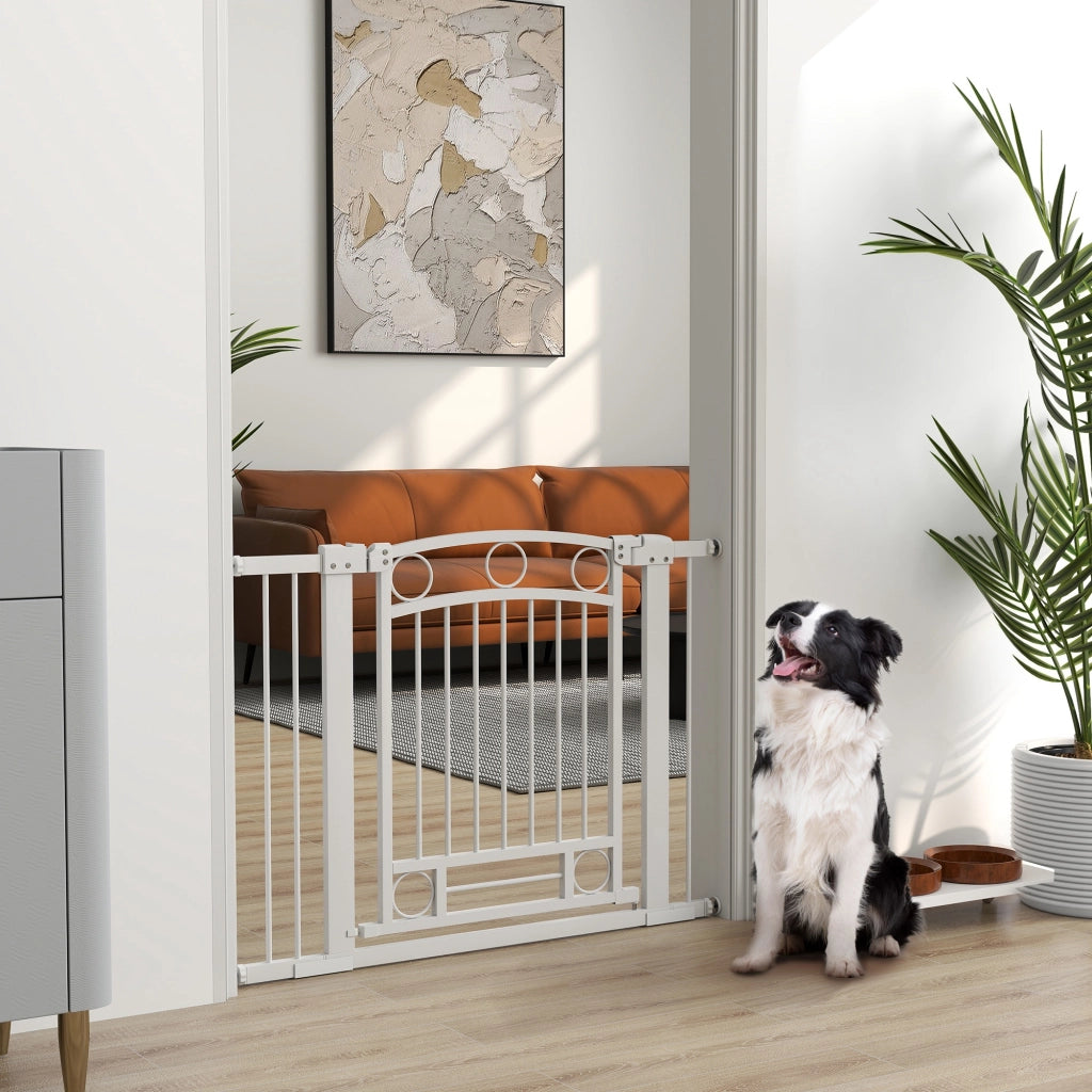 Barriera per Cani Porta con Larghezza Regolabile 76-104 cm ¨C zephmum ¨C Bianco