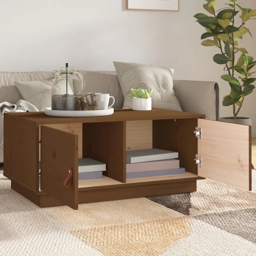Tavolino da Salotto ambra 80x50x35 cm in Legno Massello di Pino 818253