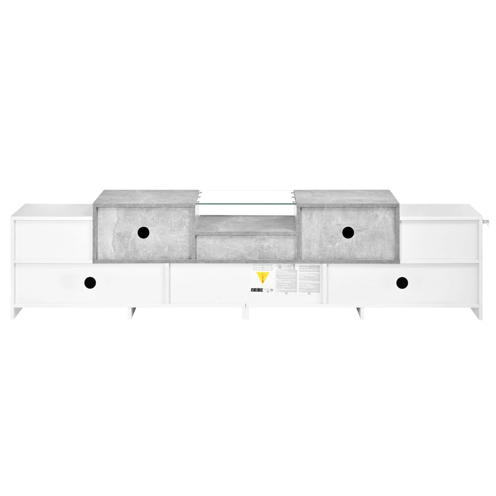 Mobile TV con 4 ante; nicchia aperta in vetro temperato; cassetto centrale e ribalta; per soggiorno; 200 × 33 × 48;5 cm
