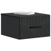 Comodino | Armadio da Notte | Mobiletto da notte a muro con cassetto Nero 34,5 x 33 x 20 cm
