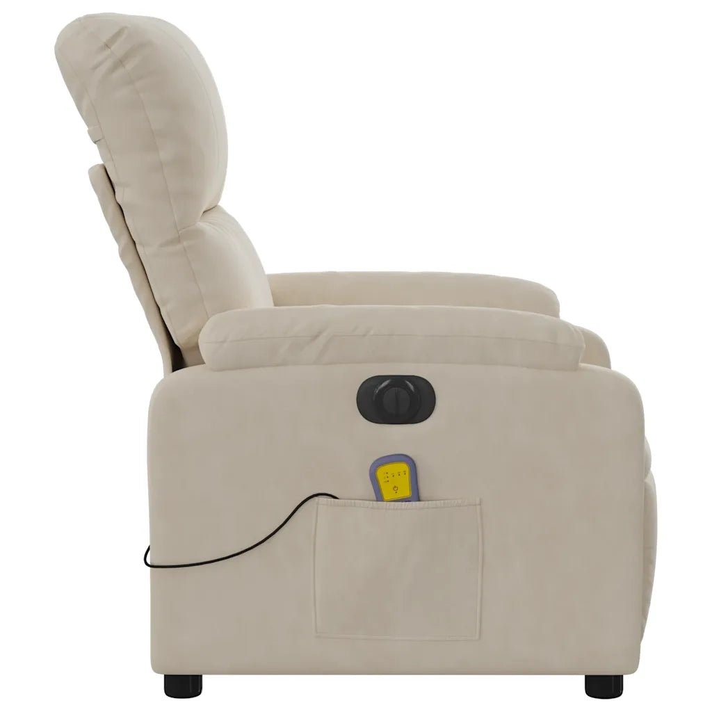 Divano Sedia-Poltrona Reclinabile Massaggiante Elettrica Beige Microfibra 911707