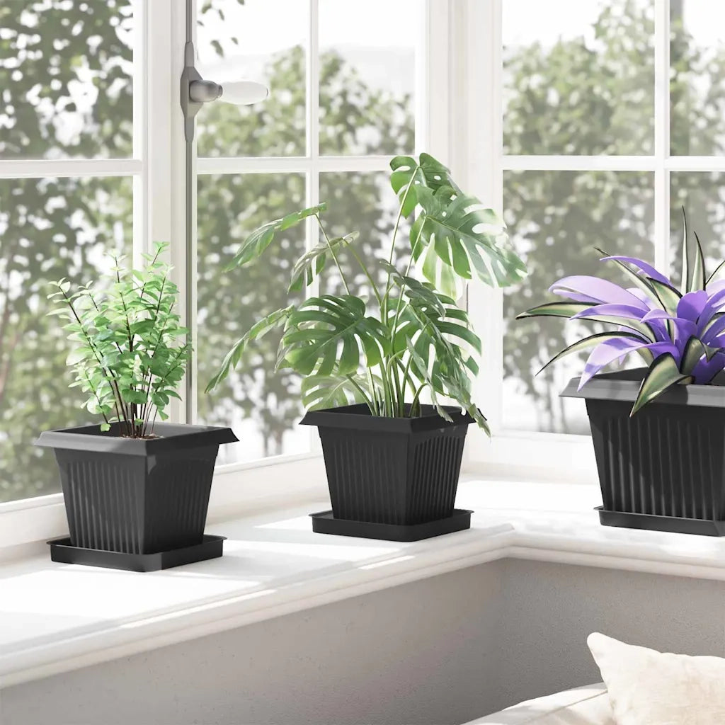 Fioriere | Cassetta per fiori | Vasi per Piante 24 pz Nero 16 x 16 x 14 cm Plastica