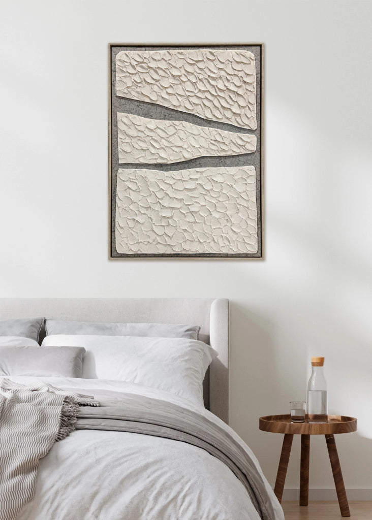 Tela incorniciata 3D Hispanohogar dipinta geometrica grigio e beige 100x70