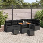 Set Divano da Giardino con cuscino con archiviazione 9 pcs Nero