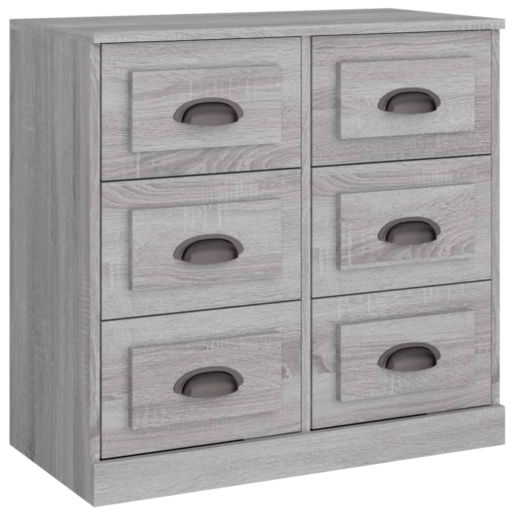 Buffet credenza cassettiera armadio mobile contenitore organizer cucina soggiorno salotti set da 2 legno ingegnerizzato Sonoma grigio 02_0036974