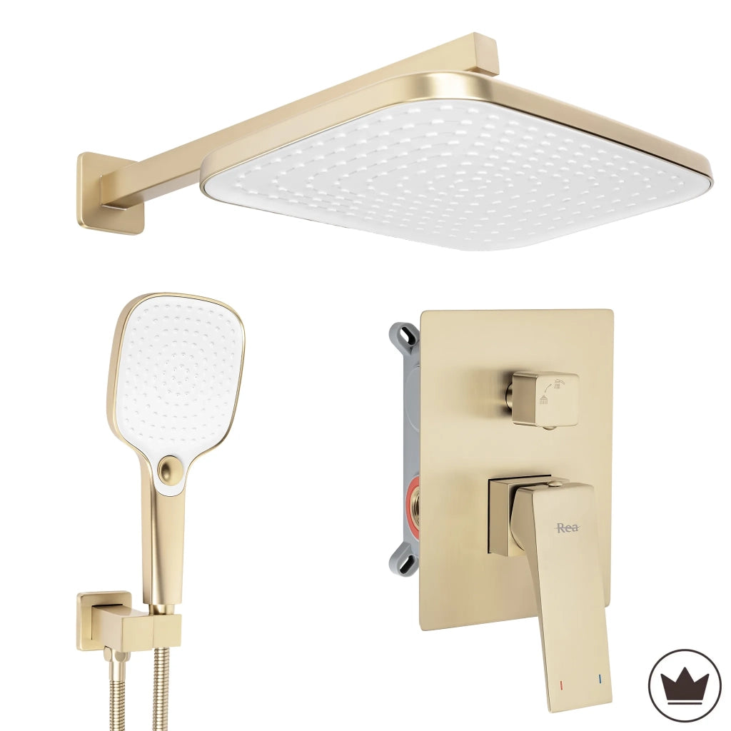 Set Doccia Da Incasso Rea Joe Brush Gold + Box