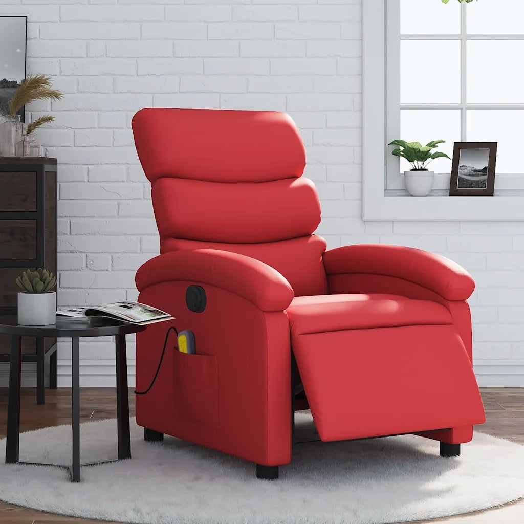 Divano Sedia-Poltrona Massaggio Elettrica Reclinabile Rosso Similpelle 562156
