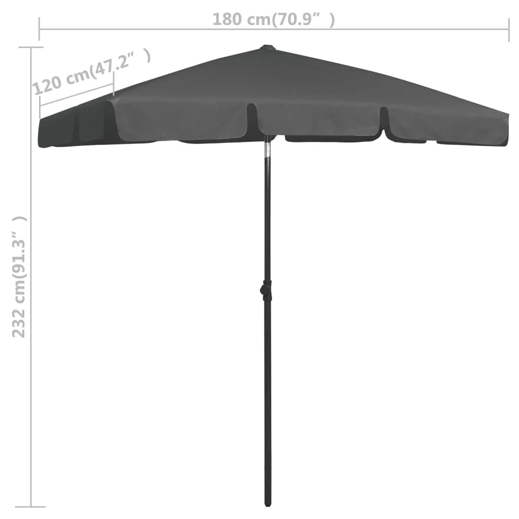 Ombrellone da spiaggia 180 x 120 cm antracite 02_0008372