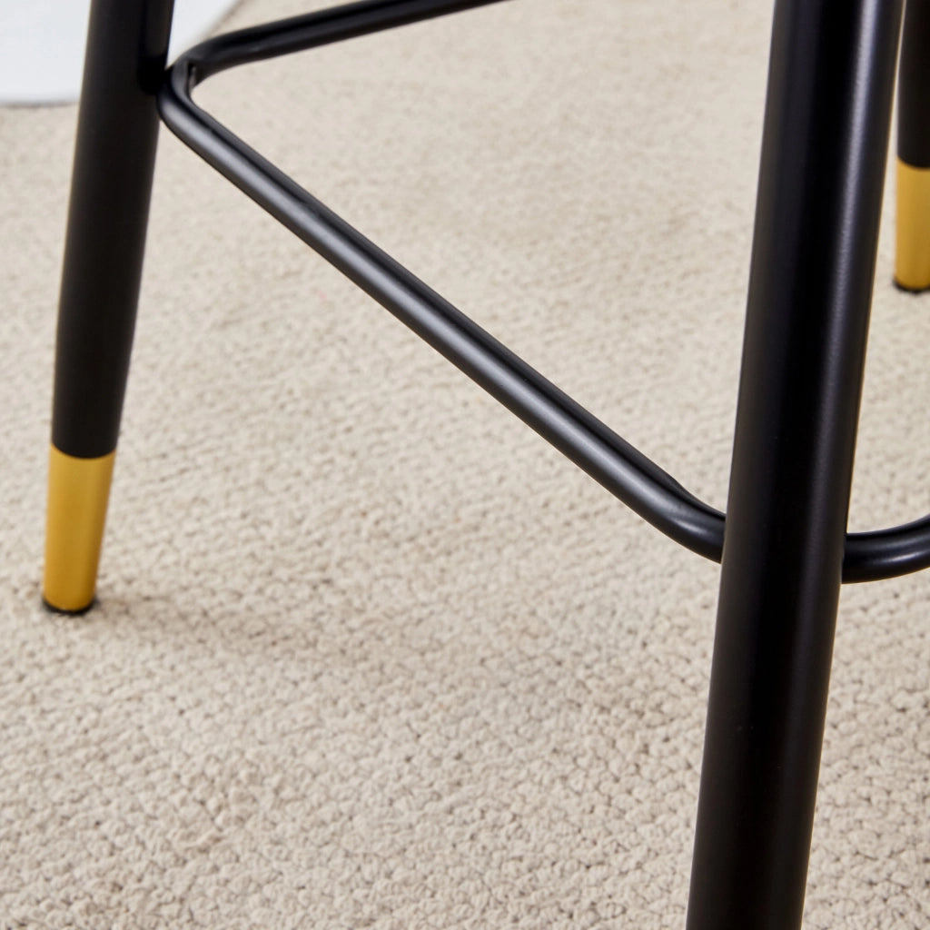 Sgabello da Bar Set di 2 con Schienale e Poggiapiedi, in Metallo e PU, Nero 100 cm