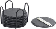 Set di supporti per vetrina in pietra naturale (8 pezzi) inclusa matita - Supporti decorativi in pietra naturale 100% (circolari | 10x10 cm)