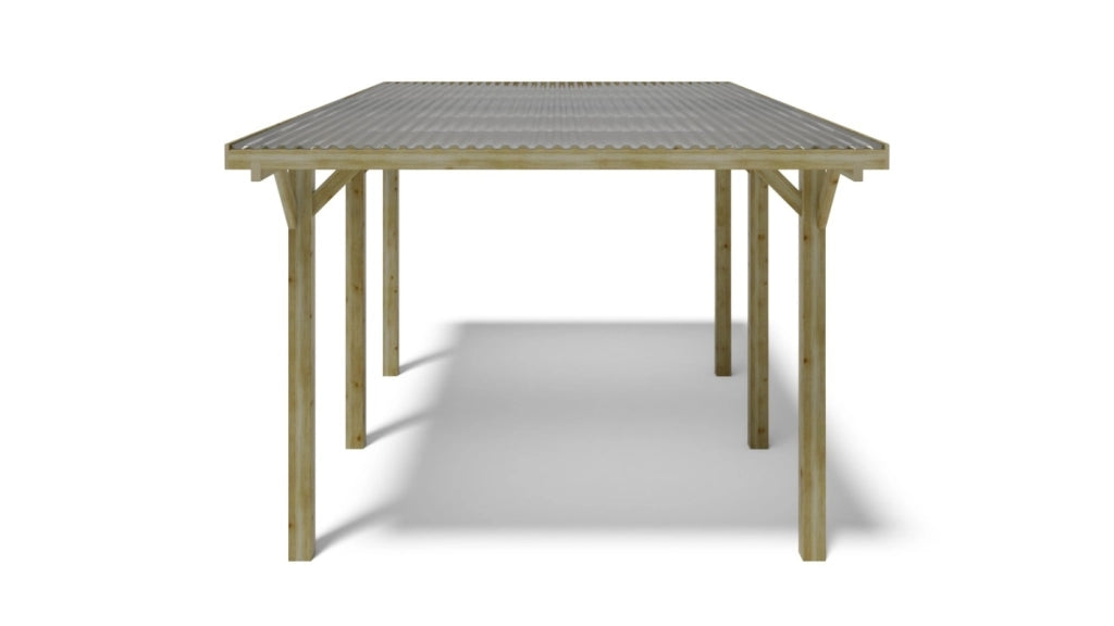 Tettoia posto auto coperto in legno 3.04x5.12 m - 15.56 m2 - copertura PVC   - CAR10PVCTR - ALTANKA