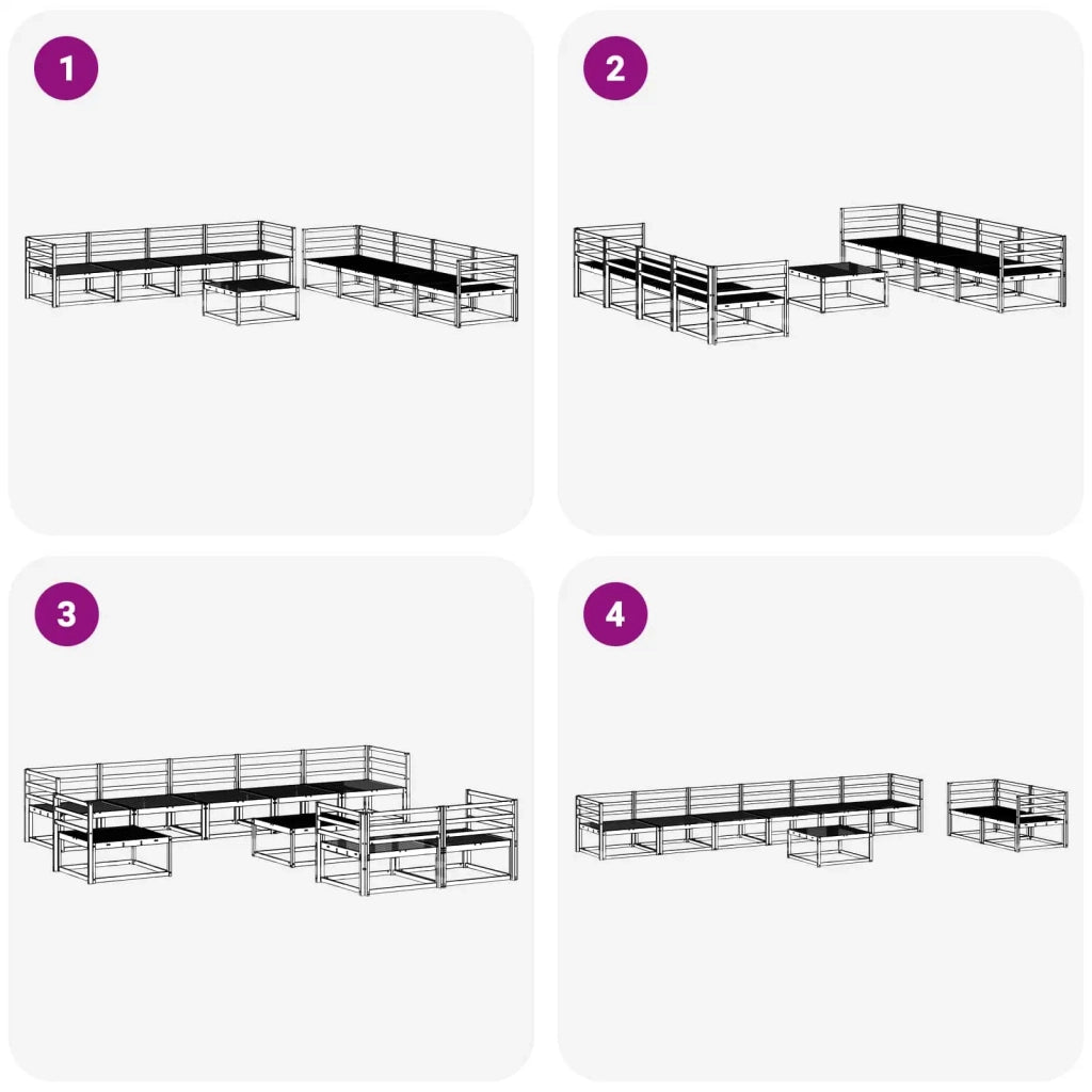 Set di divani da esterno 9 pcs Naturale