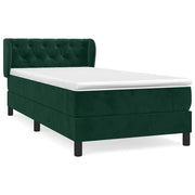Letto singolo | Letto per adulti | Giroletto a Molle con Materasso Verde Scuro 80x200 cm Velluto