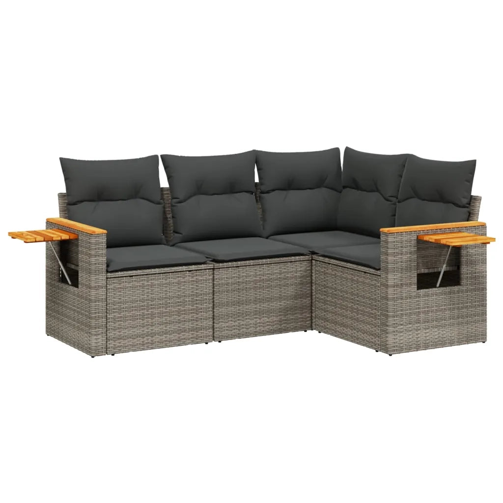 Set Divani da Giardino 4 pz con Cuscini in Polyrattan Grigio 3226774