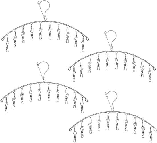 Hanger per lavatrice in acciaio inossidabile con 10 ganci - Pratico e sostenibile - 4 pezzi