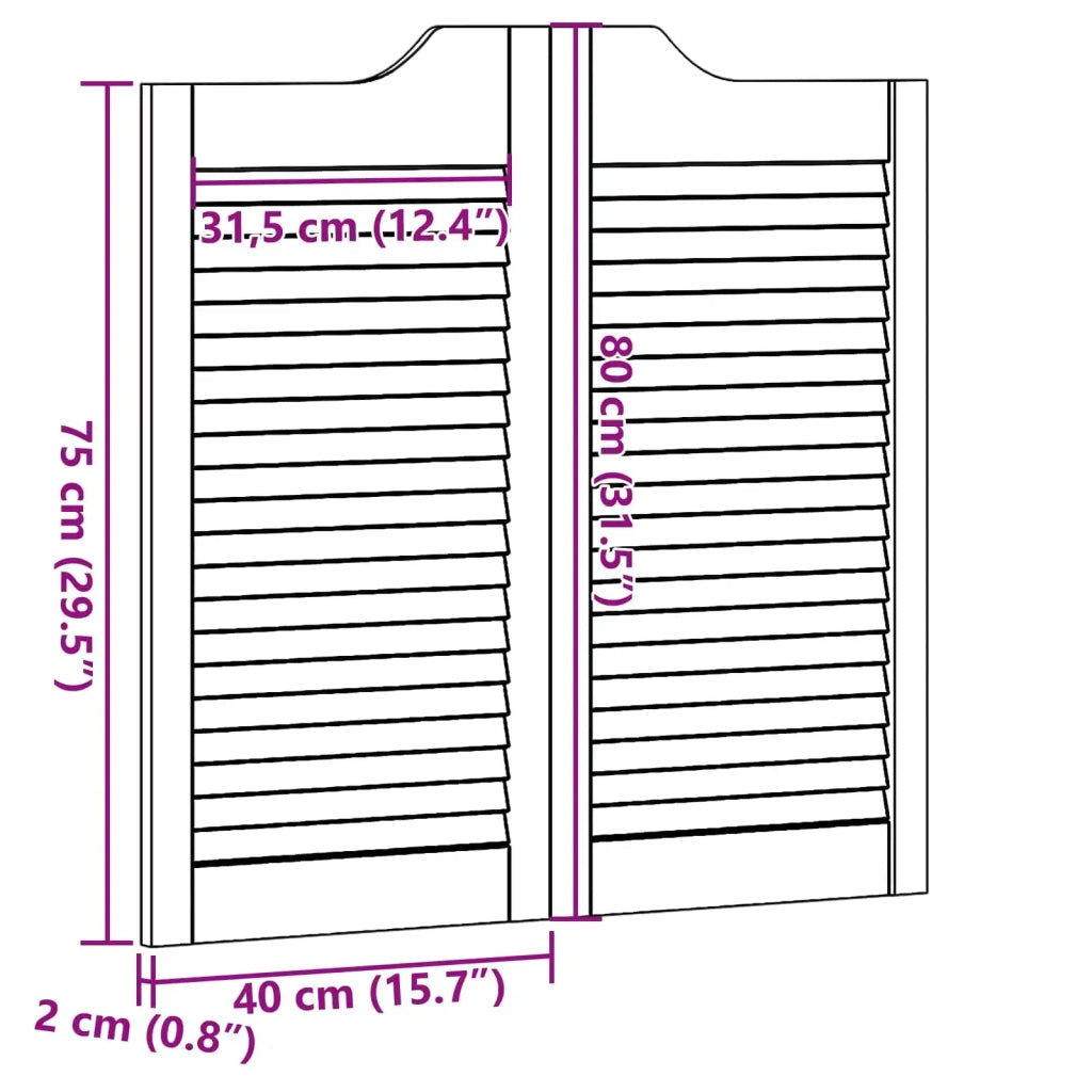 Porte Swing 2 pcs Bianco Legno Massello di Pino