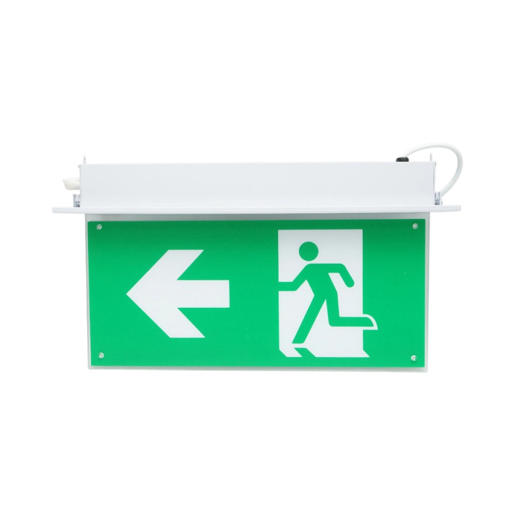 Lampada di emergenza a LED EXIT 220V, 3W, batteria agli ioni di litio 1800mAh, montaggio a incasso, autonomia 3 ore IP20