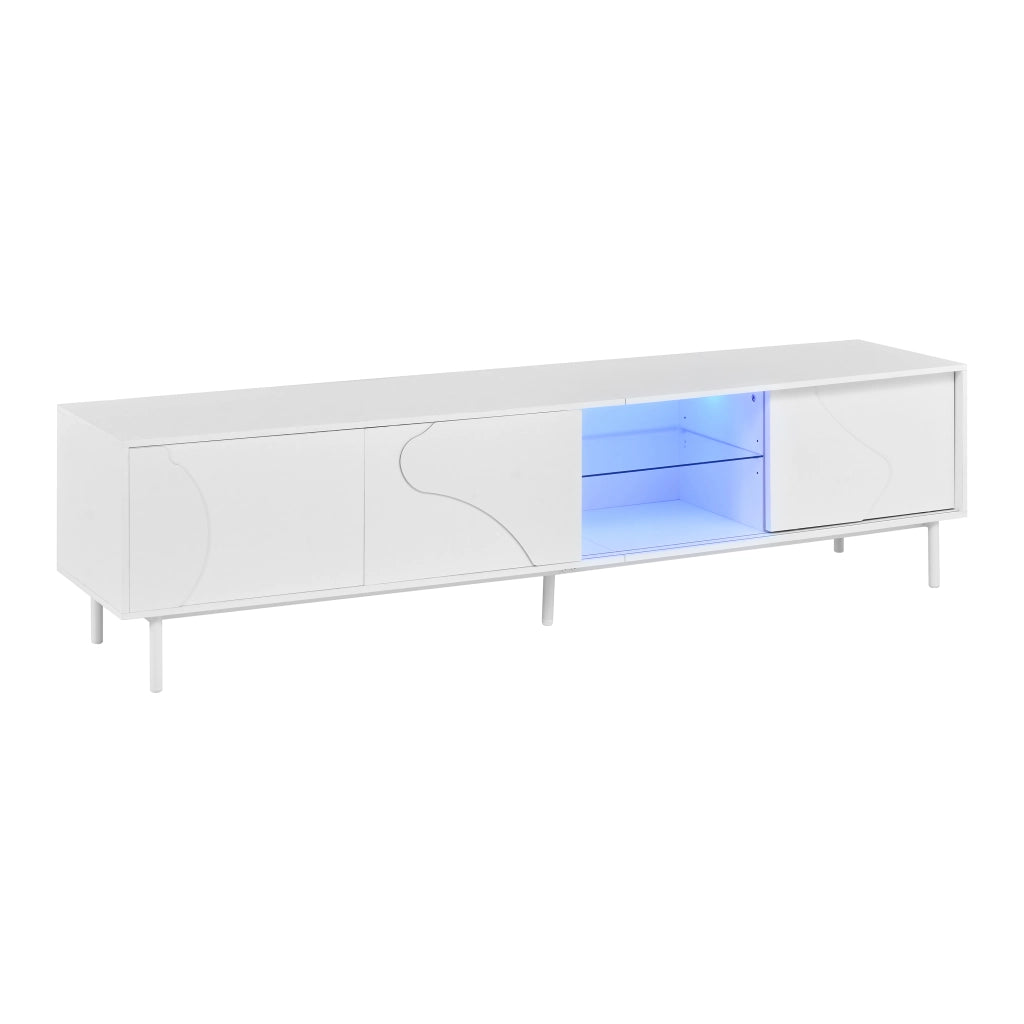 Mobile TV con 3 ante scorrevoli; ripiano in vetro e LED; per soggiorno; 180 × 40 × 45 cm