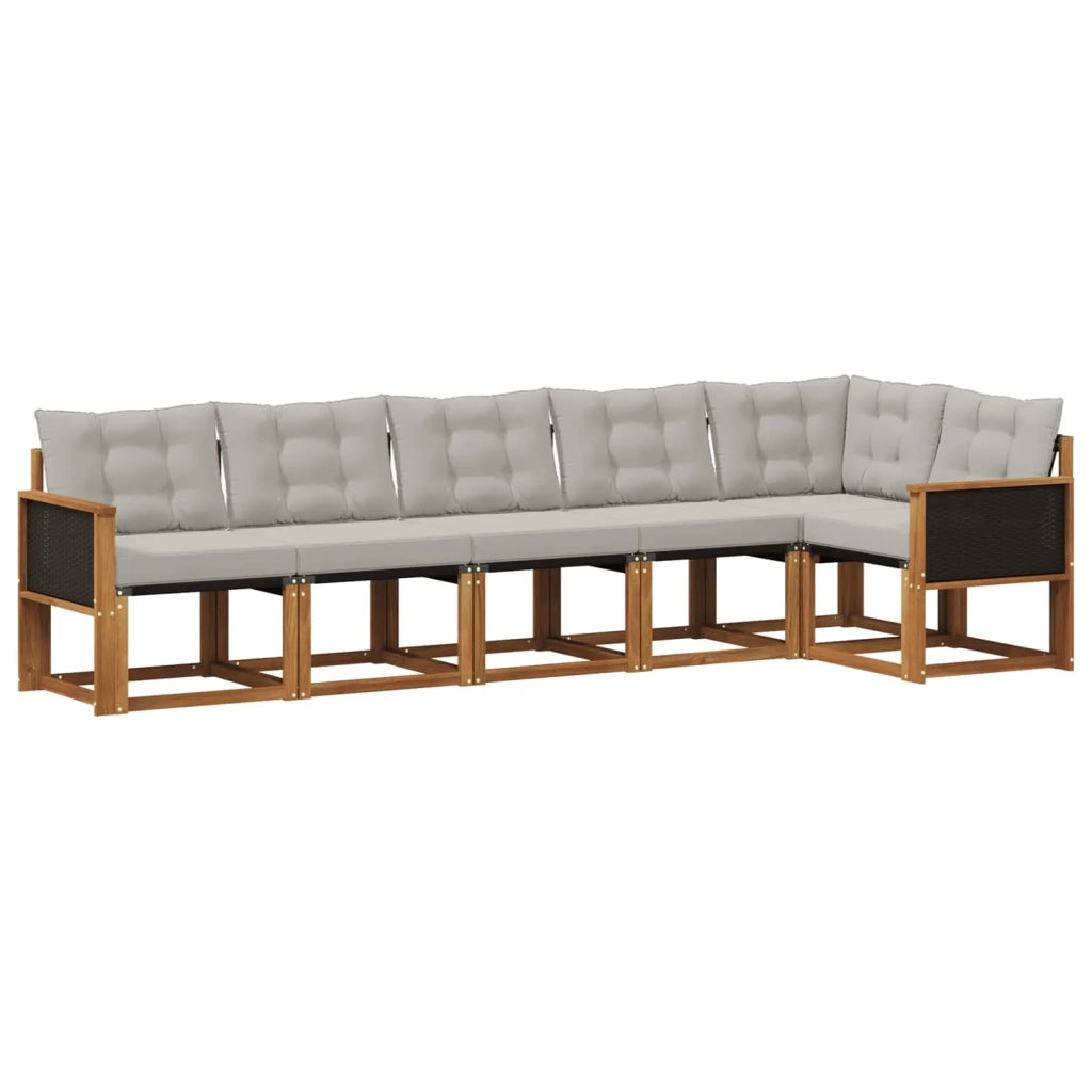 Set di divani da esterno 6 pz Naturale e Grigio Chiaro 3381975