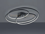 GALE PLAFONIERA LED 50W 7000lm, 3000K GRANDE NERA 3 CERCHI CONCENTRICI CON REGOLAZIONE INTENSITA' CON INTERRUTTORE D.80CM