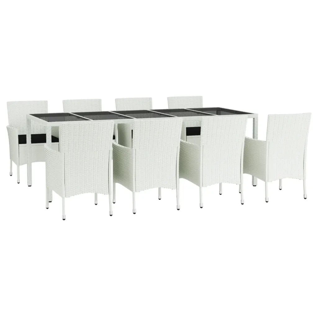 Set da Pranzo da Giardino 9 pz con Cuscini in Polyrattan Bianco 3187346