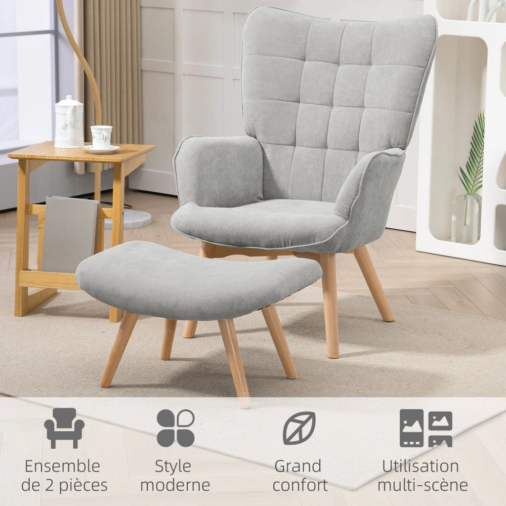 Poltrona reclinabile con poggiapiedi ¨C zephmum ¨C Tessuto velluto grigio scuro