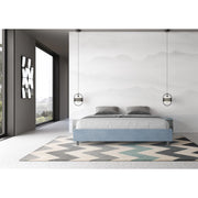 Letto imbottito Matrimoniale 180x200 cm Azelia - Con rete,Microfibra,Azzurro