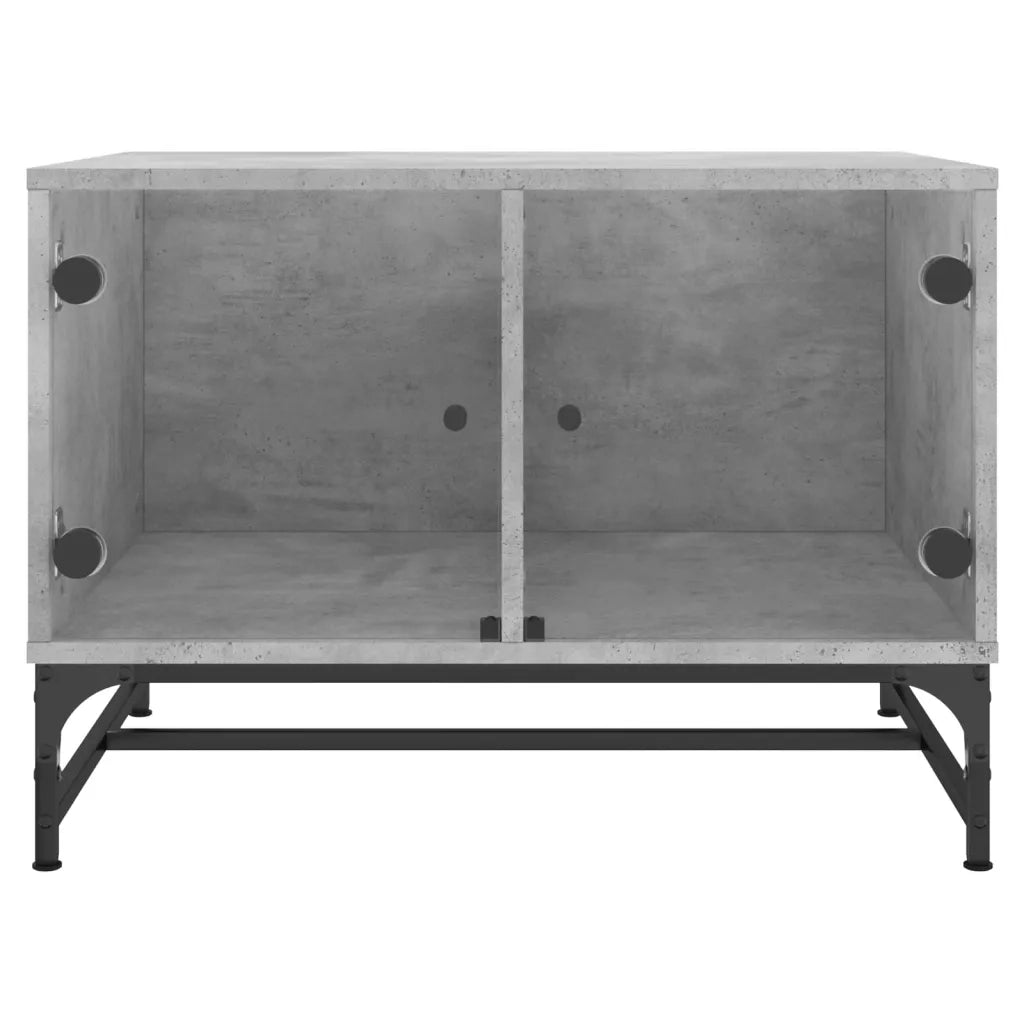 Tavolino salotto | Tavolino da caff¨¨ | Tavolino da Soggiorno con Ante in Vetro Grigio Cemento 68,5x50x50 cm