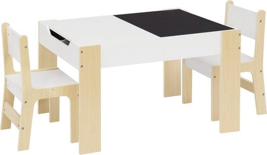 Cassa da pranzo e seggiolini - MDF e legno - bianco/pietra grigia - spaziale e moderno - ideale per le camere dei bambini