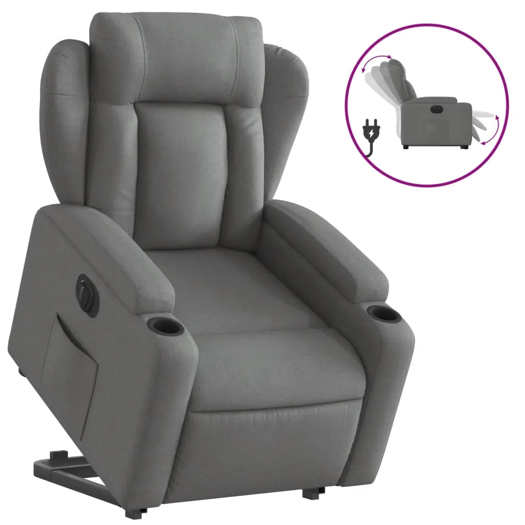 Poltrona Alzapersona Reclinabile Elettrica Grigio Scuro Tessuto 3204507