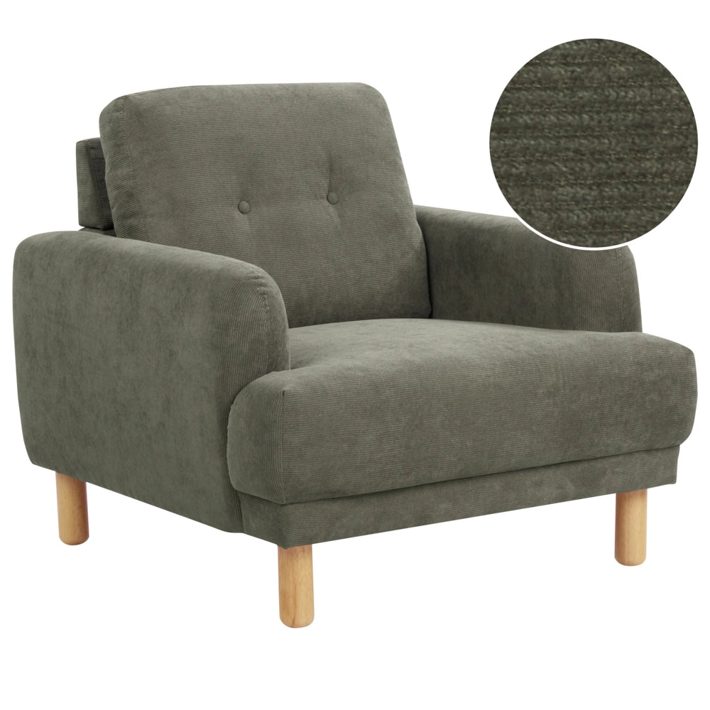 Poltrona retrò in velluto verde scuro imbottito con rivestimento in poliestere gambe in legno spessa seduta soggiorno moderno e minimalista