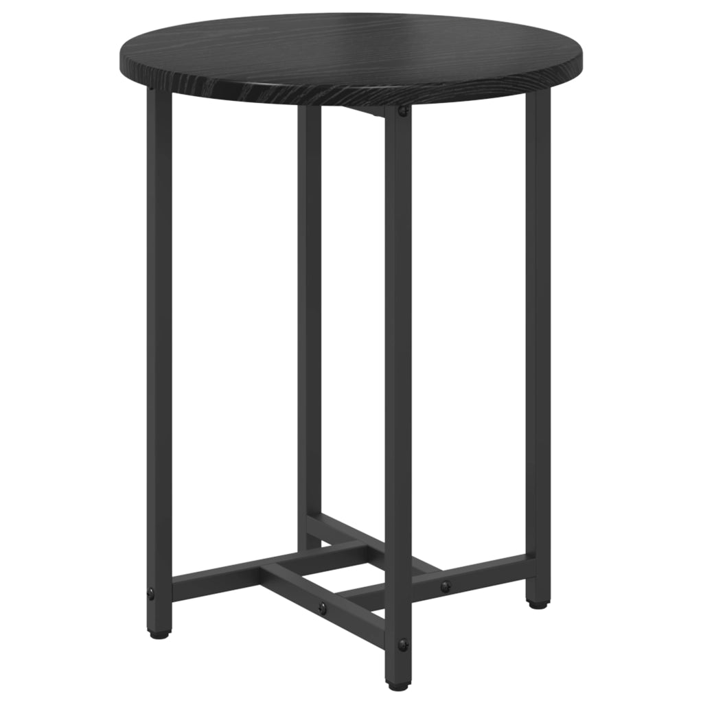 Set di 2 Tavolini in Legno di Quercia Nero e Metallo
