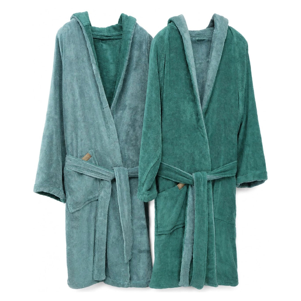 Seha, Accappatoio 100% Cotone con Cappuccio Reversibile, Verde Acqua