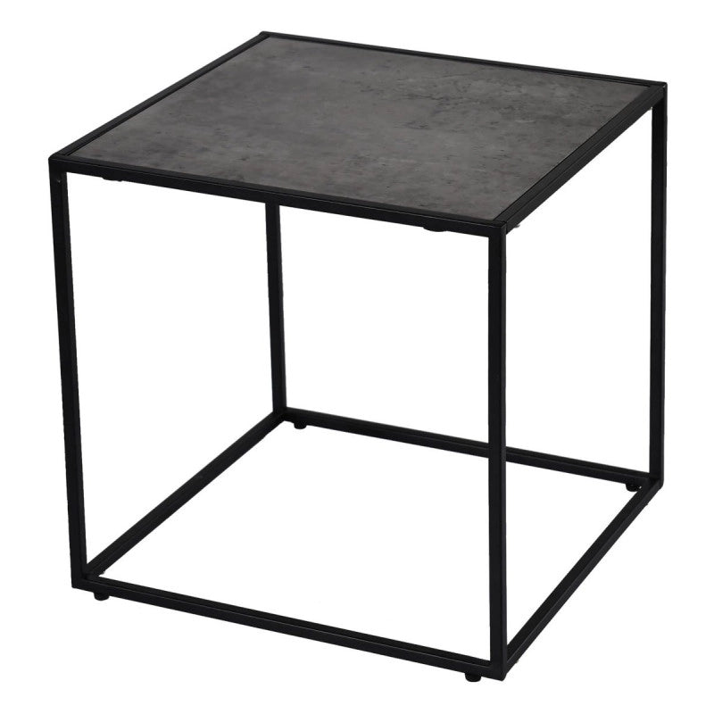 Tavolino Marika In Metallo+mdf+pvc 36x36x36 Cm Nero+cemento