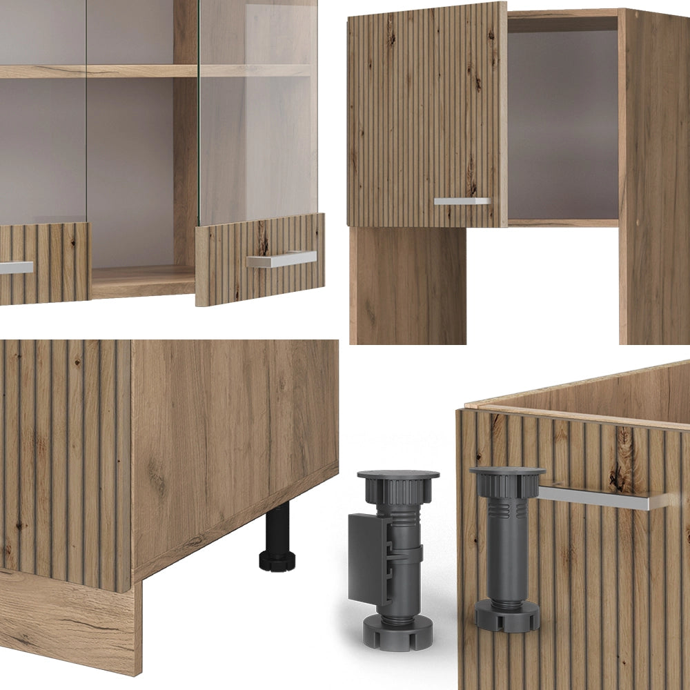 Vicco Cucina angolare completa Rovere artigianale/rovere Goldkraft 237 x 247 cm , PL Antracite
