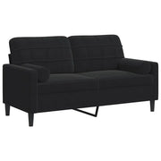 Divano | Divano da soggiorno | Sofa a 2 Posti con Cuscini Nero 140 cm in Velluto
