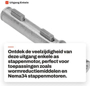 Asse di uscita singola in acciaio inox - diametro 18mm - lunghezza 128mm - compatibile con motori step Nema34 - trasmissione liscia - motore asse