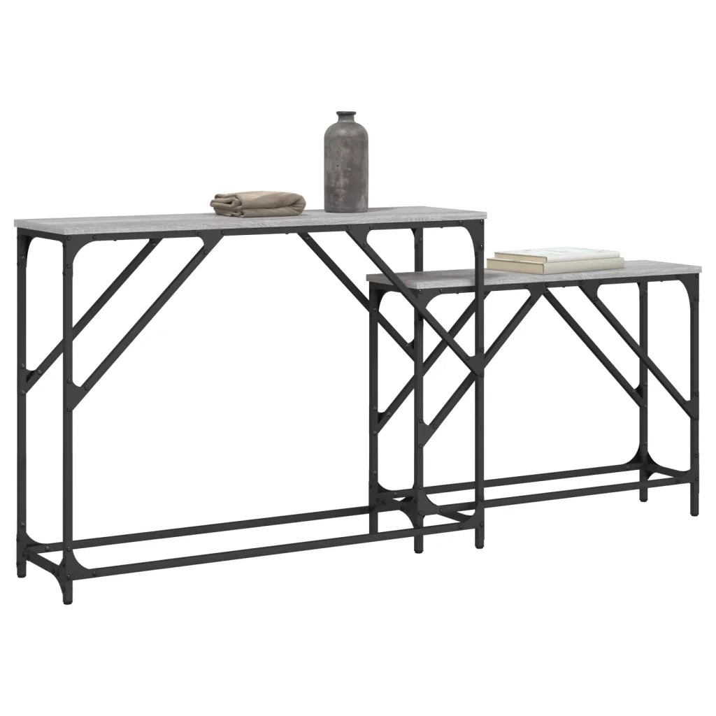 Tavoli Consolle | Tavolo d'Ingresso Impilabili 2 pz Grigio Sonoma Legno Multistrato