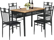 Set Tavolo e Sedie da Pranzo 5 Pezzi, Tavolo Cucina Rettangolare 110 cm con Sedie Imbottite per 4 Persone, Set Mobili Salvaspazio per Soggiorno Cucina Bar Ristorante (nero)