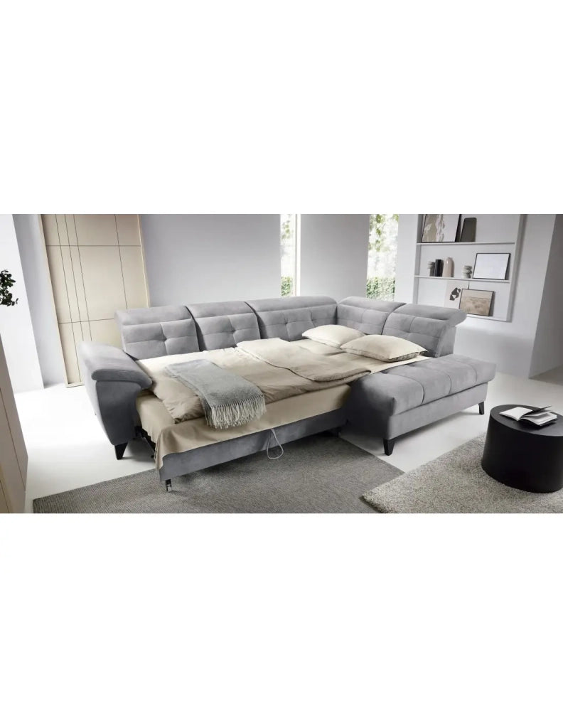 Divano ad angolo Grigio 5 posti angolo destro design moderno INFERNO