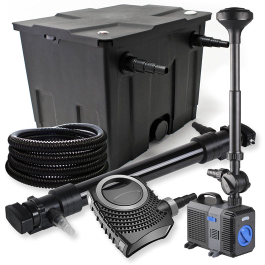 Set Filtro a 1 camera 12000l Chiarificatore UVC 72W Pompa NEO10000 80W Tubo Fontana